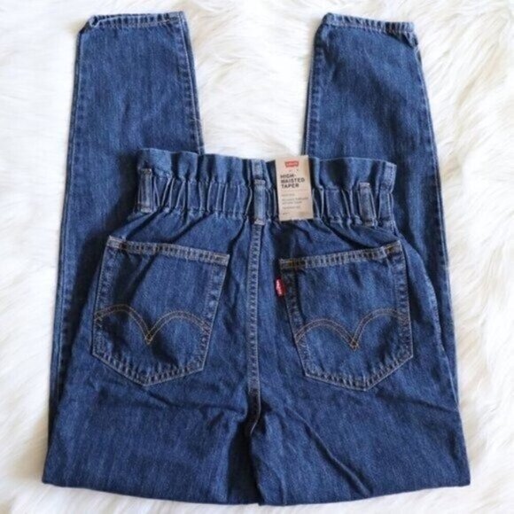 NWT Levis Paperbag Jeans Size 23 High Rise Dark Blue Wash Cropped Denim - Picture 5 of 8